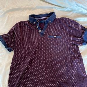 Denim and Flower Polo with Button Detail